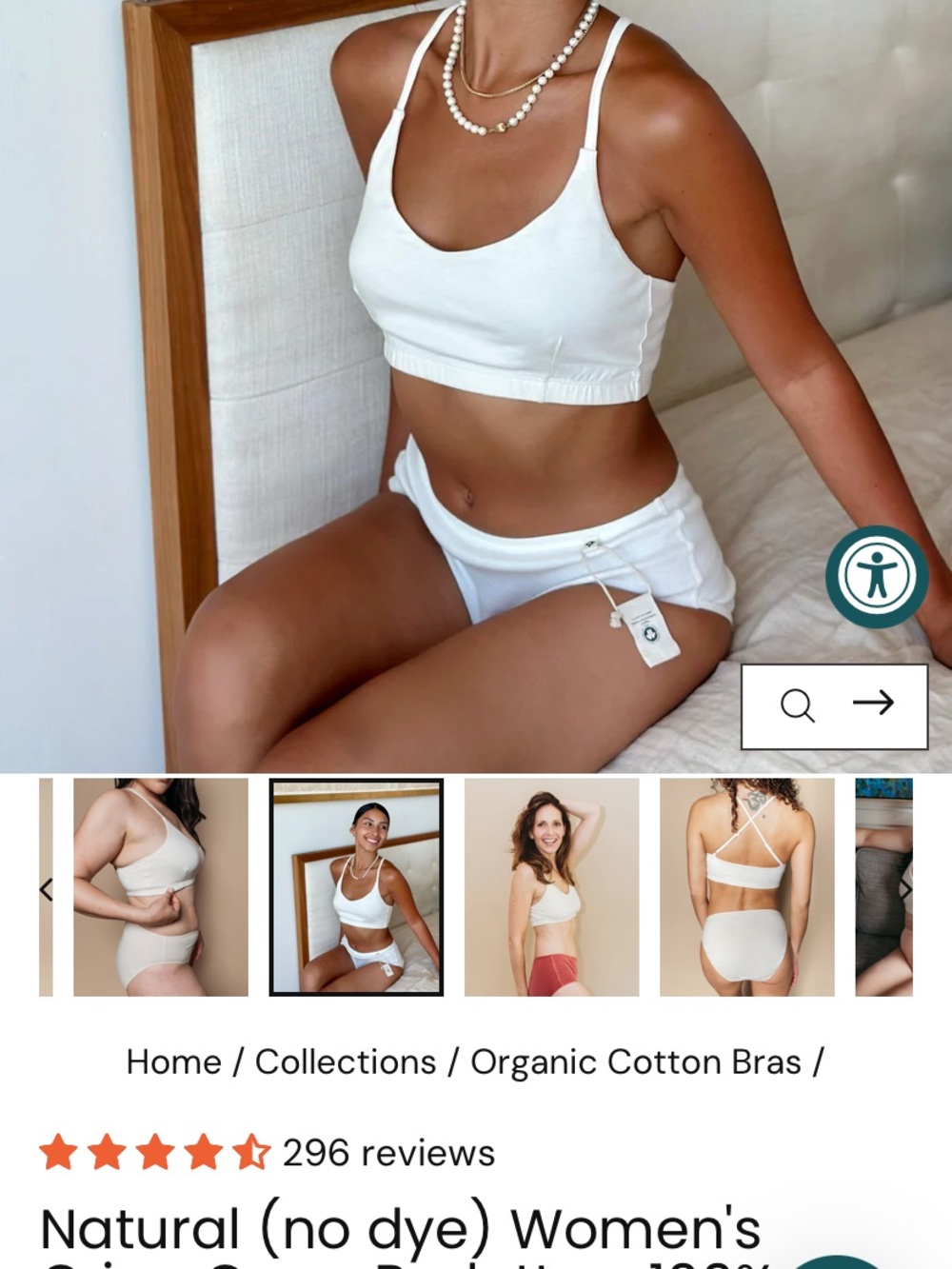 100% Cotton Bra – Women's Wireless Bralette 100% cotton Quinn Organic Bralette